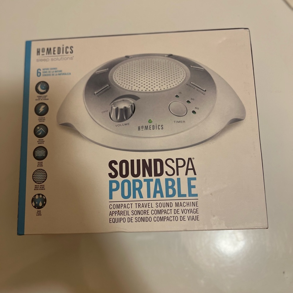 HoMedics SoundSpa Portable Travel Sound Machine - Silver and White [Brand New]